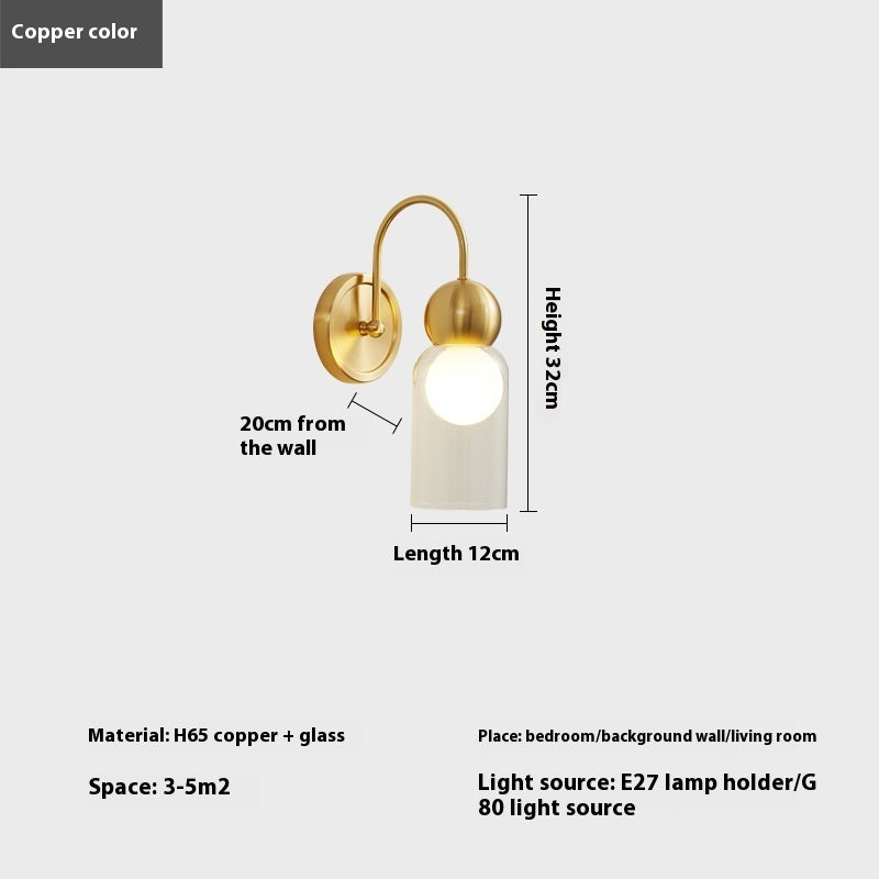 Copper Wall Lamp Bedroom Nordic Light Luxury And Simplicity Atmosphere Stairs Cream Storm Lantern