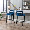 2 Pcs Suede Velvet Barstool Set with Nailhead Trim – Modern 30