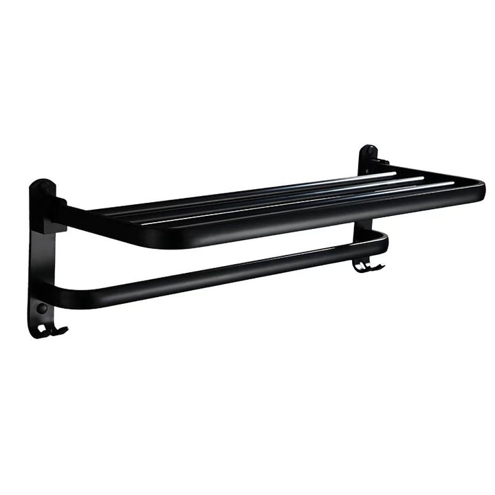 Double-Layer Folding Towel Rack – Aluminum Wall-Mounted Organizer