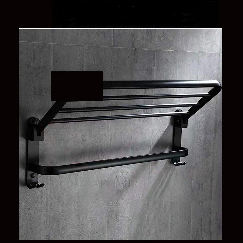 Double-Layer Folding Towel Rack – Aluminum Wall-Mounted Organizer