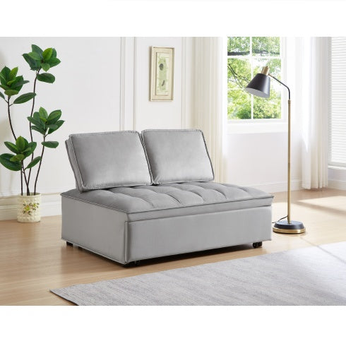 Grey Convertible Velvet Sofa Bed – 2-Seater Modern Sleeper