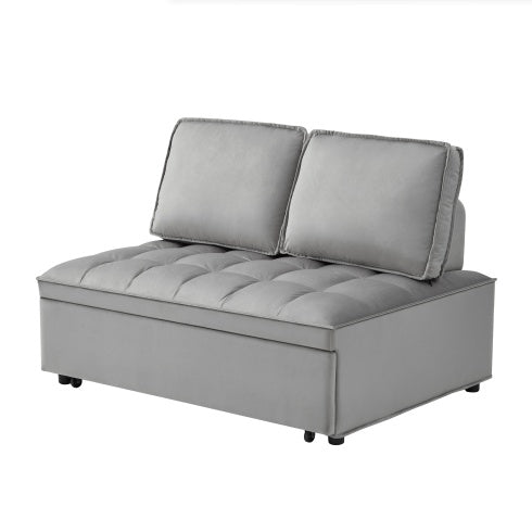 Grey Convertible Velvet Sofa Bed – 2-Seater Modern Sleeper