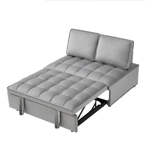 Grey Convertible Velvet Sofa Bed – 2-Seater Modern Sleeper