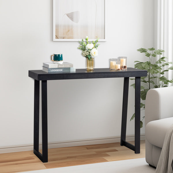 Black Trapezoidal Leg Tabletop With Edge Pine Entrance Table