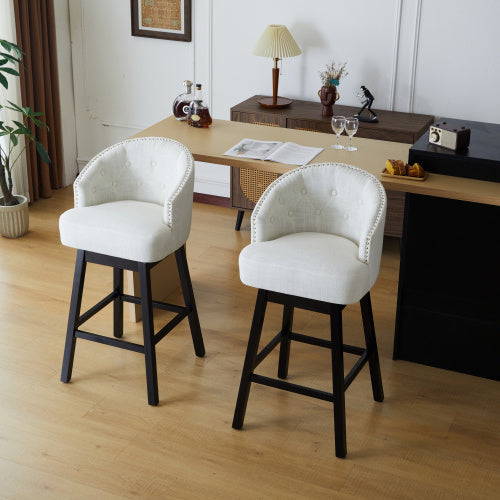 2-Piece 360° Swivel Bar Stools – Upholstered Counter Height Chairs for Kitchen & Home Bar