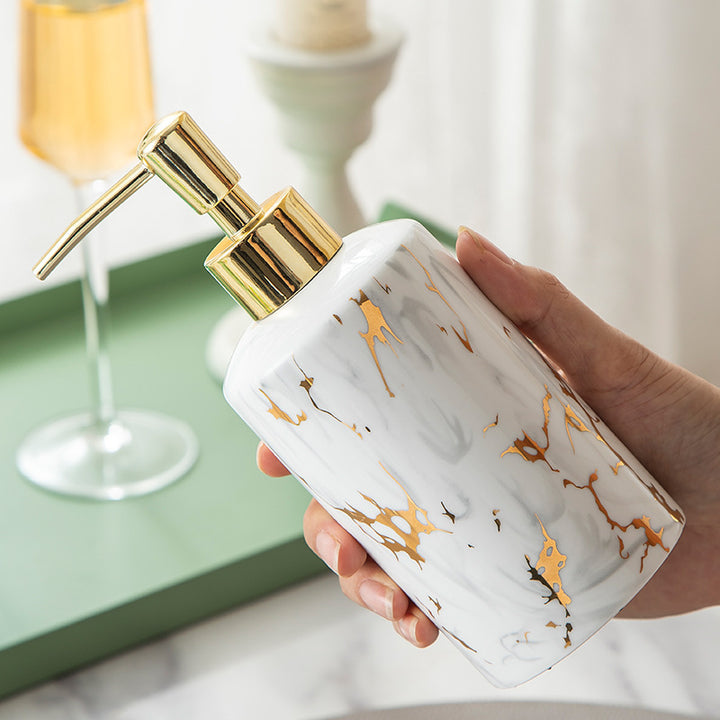 Modern Marble Ceramic Bathroom Wash Kit 4 Pieces