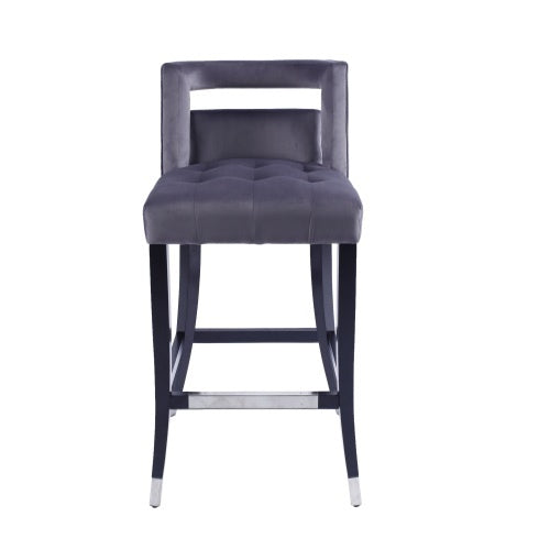 2 Pcs Suede Velvet Barstool Set with Nailhead Trim – Modern 30" Dining Chairs