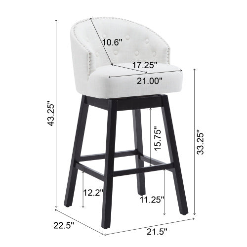 2-Piece 360° Swivel Bar Stools – Upholstered Counter Height Chairs for Kitchen & Home Bar