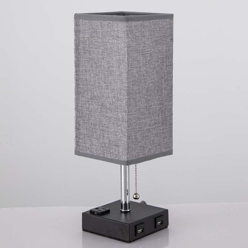 Simple Bedroom Cozy Fabric Table Lamp – USB Charging Bedside Light