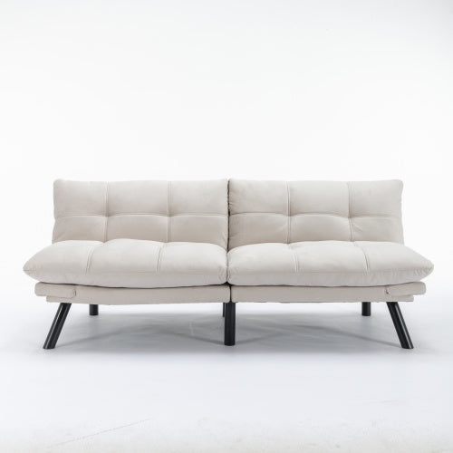 Cream Convertible Folding Sofa Bed – Modern 2-Seater for Small Spaces