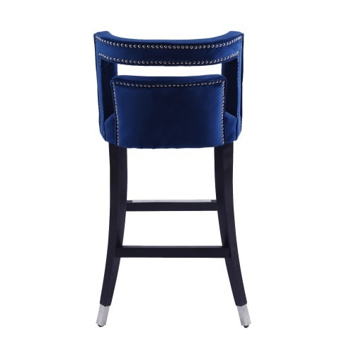 2 Pcs Suede Velvet Barstool Set with Nailhead Trim – Modern 30" Dining Chairs