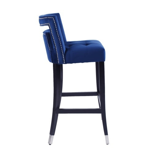 2 Pcs Suede Velvet Barstool Set with Nailhead Trim – Modern 30" Dining Chairs