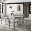 Grey Finish 5 Piece Dining Room Set Dining Table 4x Chairs Beige Fabric Chairs