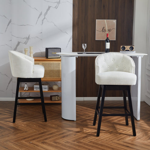 2-Piece 360° Swivel Bar Stools – Upholstered Counter Height Chairs for Kitchen & Home Bar