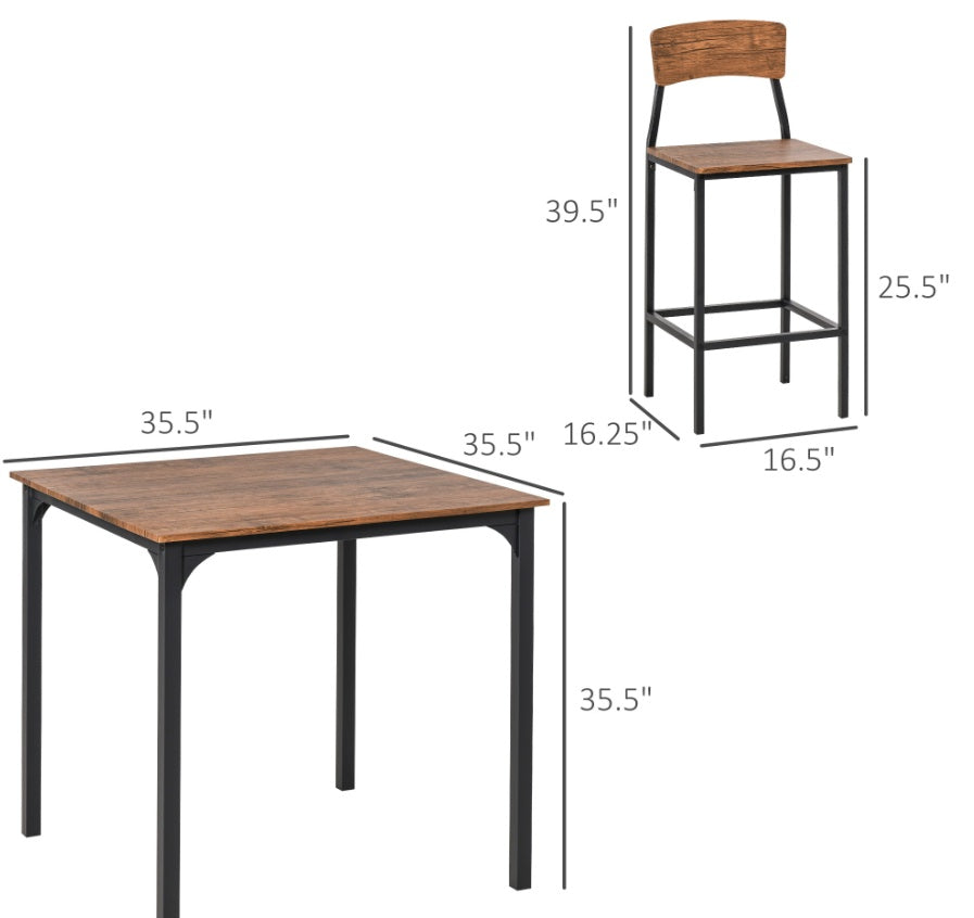 5-Piece Modern Counter Height Dining Table Set with 4 Chairs – Walnut Finish