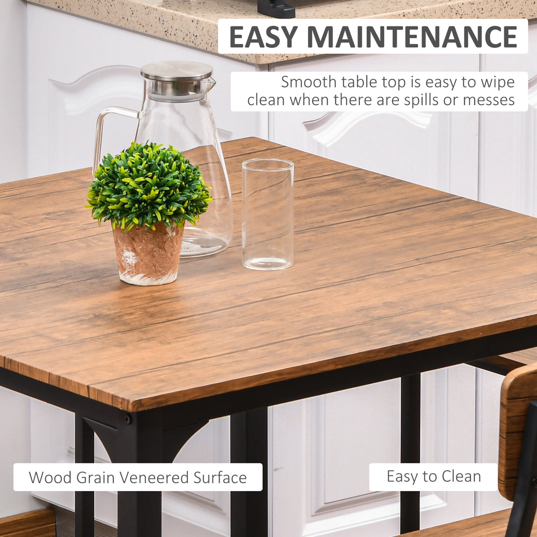 5-Piece Modern Counter Height Dining Table Set with 4 Chairs – Walnut Finish
