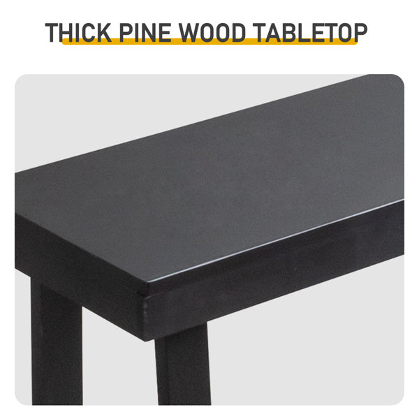 Black Trapezoidal Leg Tabletop With Edge Pine Entrance Table