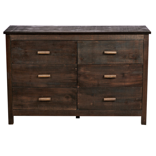 Brown MDF Veneer 120x40x80 Double-row Six-drawer Chest Of Drawers