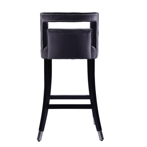 2 Pcs Suede Velvet Barstool Set with Nailhead Trim – Modern 30" Dining Chairs