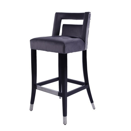 2 Pcs Suede Velvet Barstool Set with Nailhead Trim – Modern 30" Dining Chairs