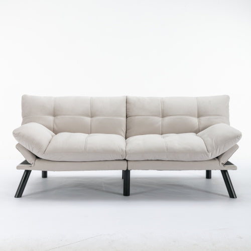Cream Convertible Folding Sofa Bed – Modern 2-Seater for Small Spaces