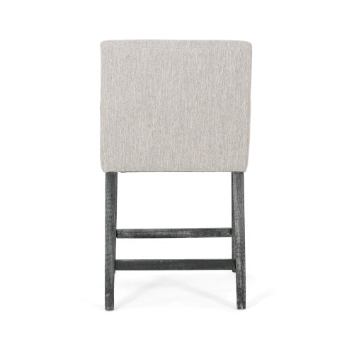 2-Piece Set of 26” Upholstered Counter Stools – Light Grey Fabric Dining Chairs