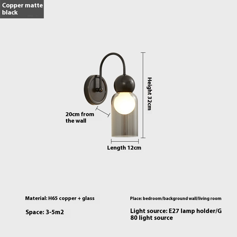 Copper Wall Lamp Bedroom Nordic Light Luxury And Simplicity Atmosphere Stairs Cream Storm Lantern