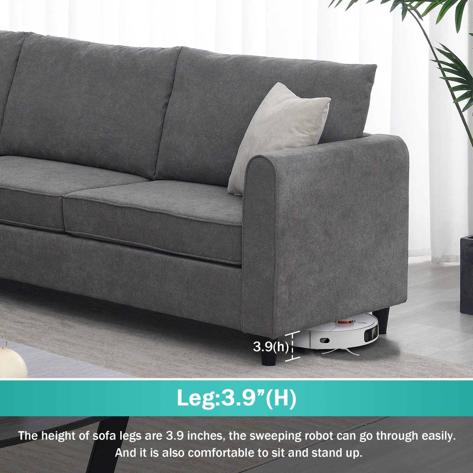 New 91 91  Modern L-Shape Sectional Sofa  Upholstered Living Room Couch