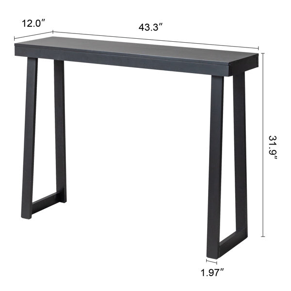 Black Trapezoidal Leg Tabletop With Edge Pine Entrance Table