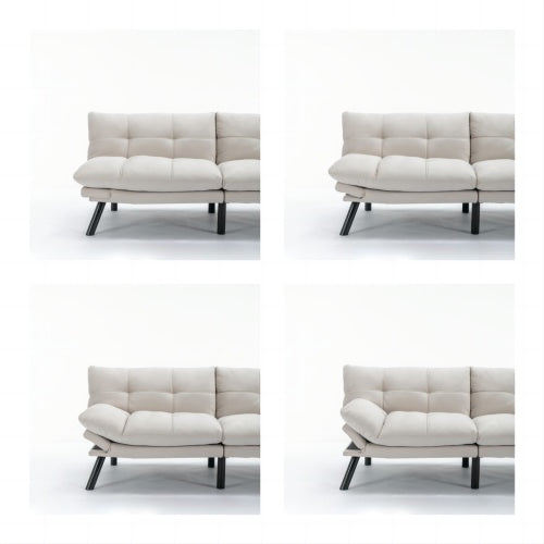 Cream Convertible Folding Sofa Bed – Modern 2-Seater for Small Spaces